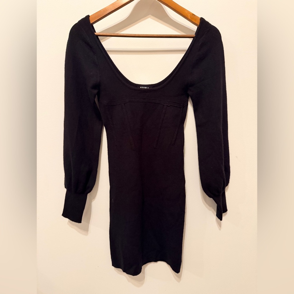 NEW Storia Black Long Sleeve Women's Knit Dress Sz S